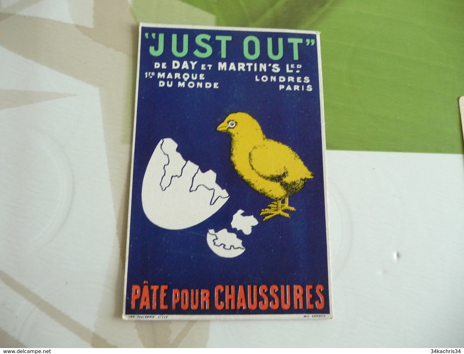 Carte CPA Pub Just Out Day Et Martins Pâte Pour Chaussures Poussin Oeuf Paris Londres - Reclame