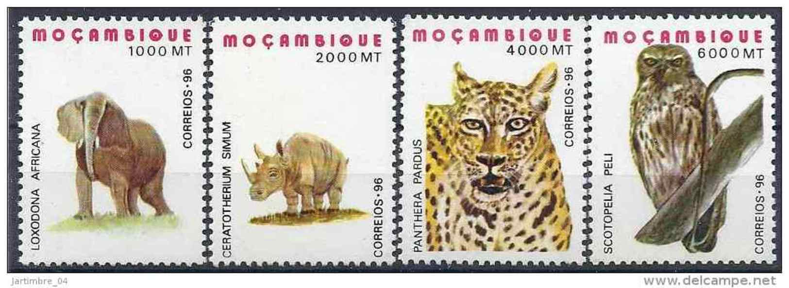 1996 MOZAMBIQUE 1311-14** Animaux, Elephant, Rapace - Mozambique