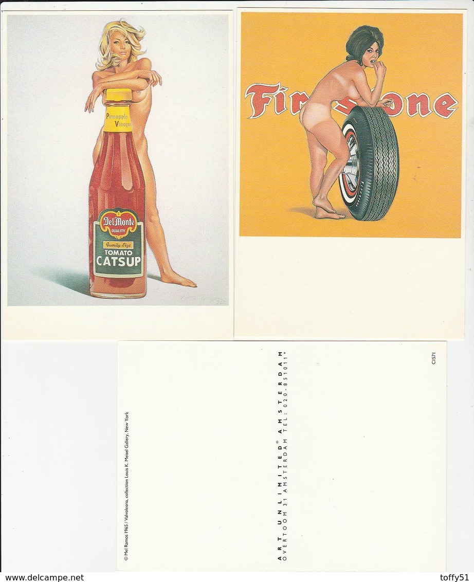 6 CPM:ÉROTIQUE FEMMES AUX SEINS NUS PUBLICITÉ "VALVOLINE MOTOR OIL,CIGARETTES VANTAGE,DENTIFRICE COLGATE,TOMATO CATSUP.. - Advertising