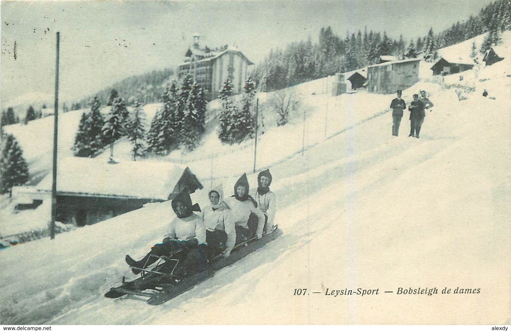 WW LEYSIN-SPORT. Bobsleigh De Dames En Suisse 1907 - Leysin