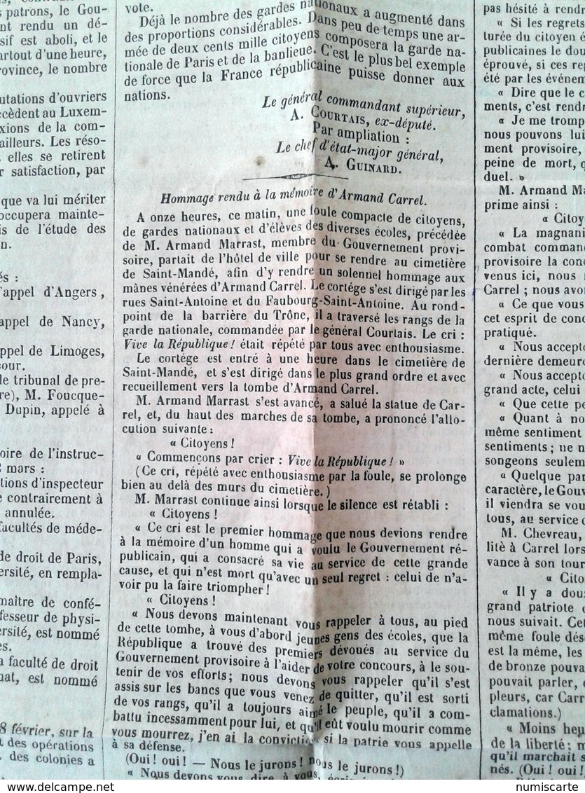 rare Le Moniteur Universel 3 mars 1848 - Révolution de 1848 - Journal Officiel de la République Française