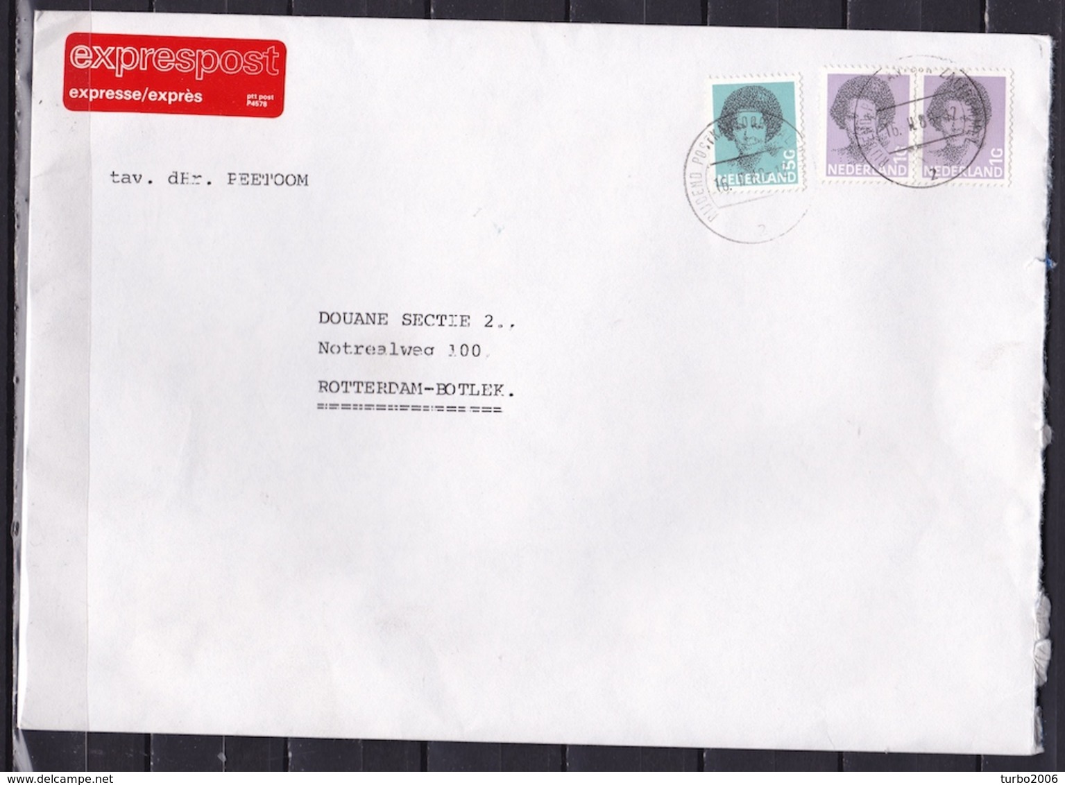 1988 Expresse-envelop Van Rijdend Postkantoor Zaltbommel Naar Douane Sectie 2 Rotterdam - Poststempels/ Marcofilie