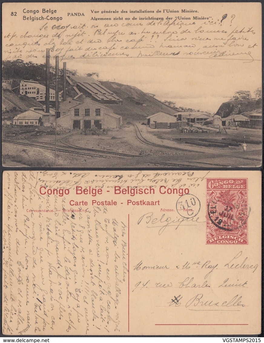 Congo Belge - EP Vue 30C Rouge Voyagé - Nº82 Panda "Vue Générale Des Installations De L'Union Minière " (DD) DC1097 - Congo Belge