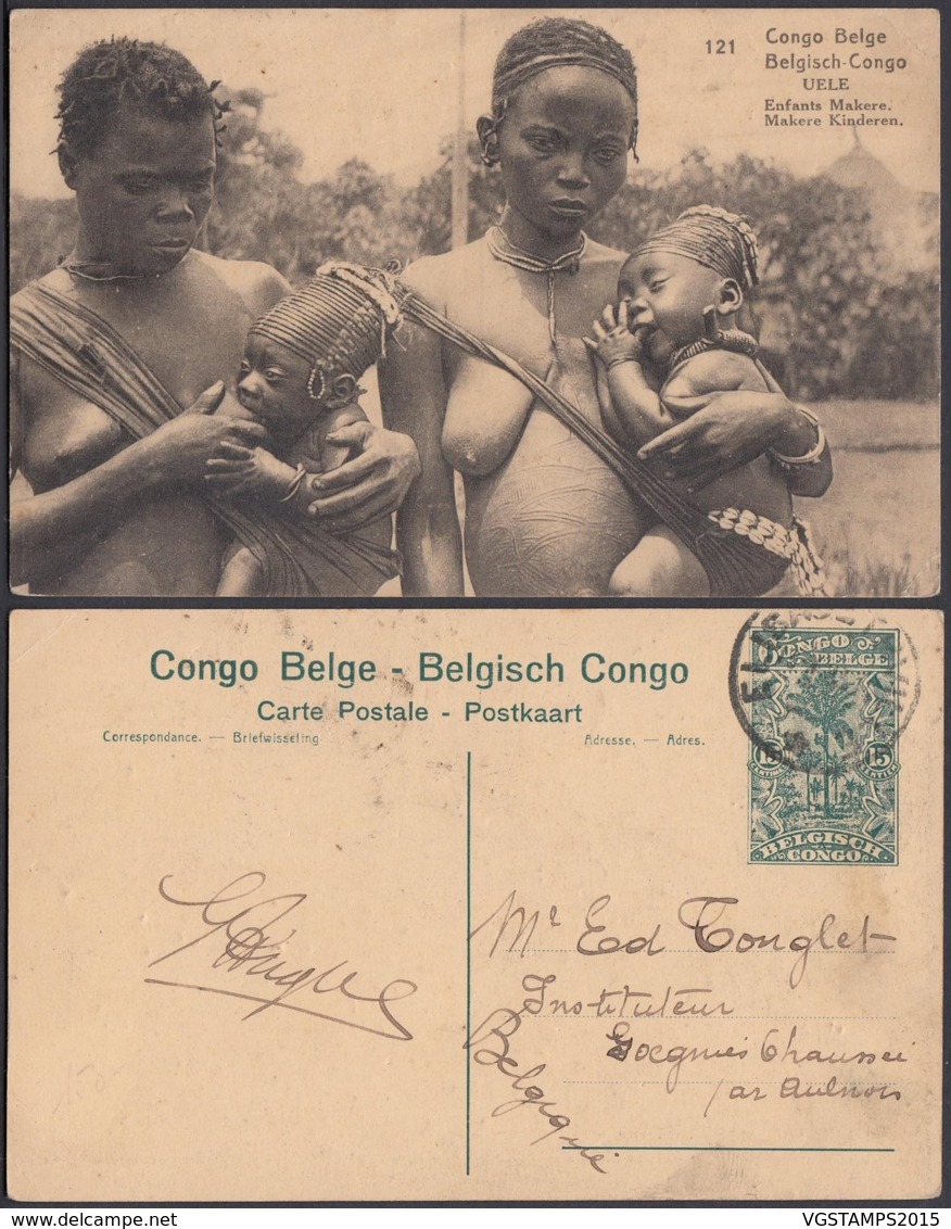 Congo Belge - EP Vue 15C Vert Voyagé - Nº121 Uele " Enfants Makere " (DD) DC1099 - Congo Belge