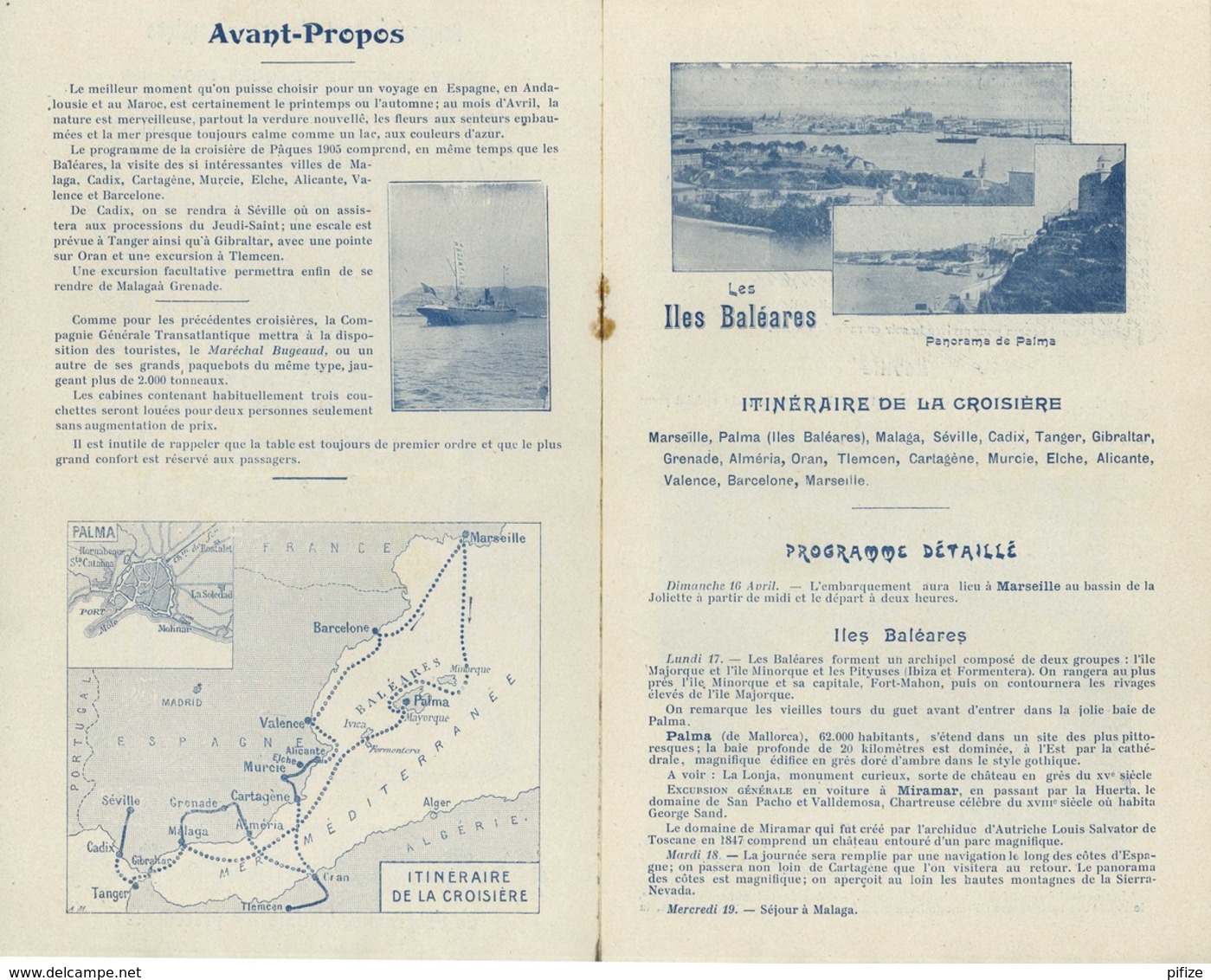 Voyages Duchemin . Compagnie Générale Transatlantique . Croisière à Bord Du Paquebot Maréchal Bugeaud . 1905 . - Programmes