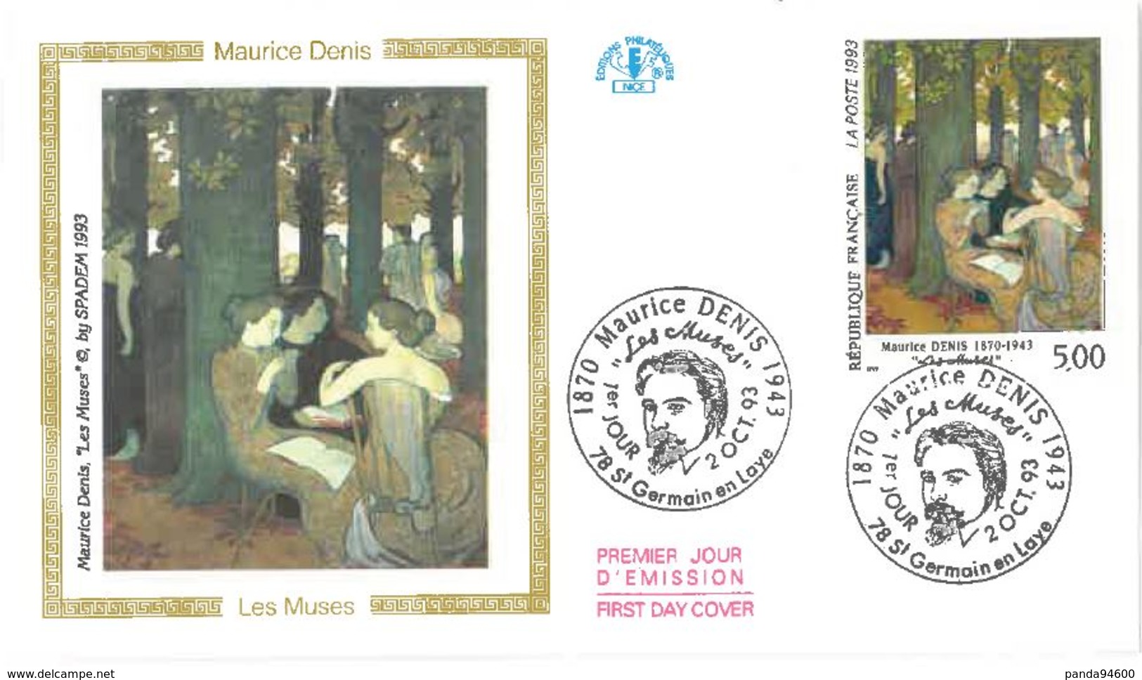 FDC Tableau De Maurice Denis : Les Muses (78 Saint Germain En Laye 02/10/1993) - 1990-1999