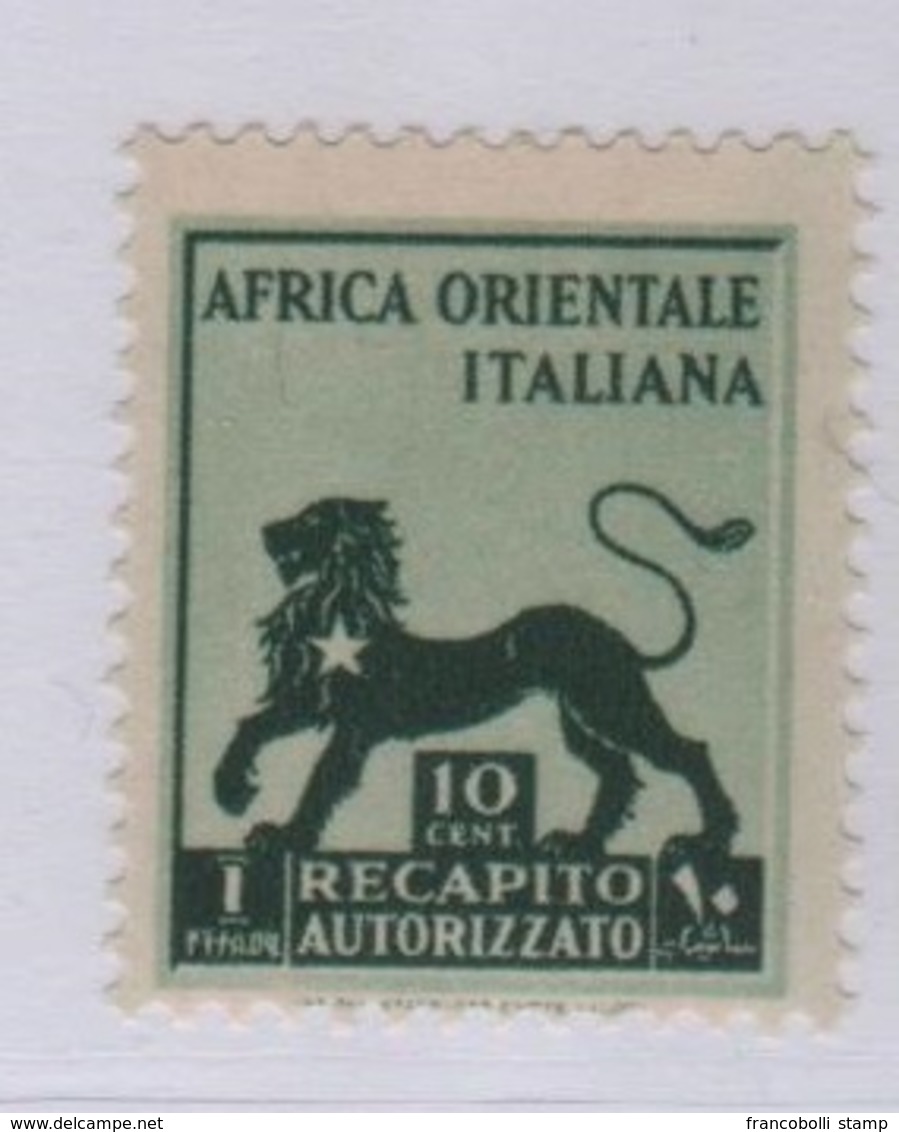 1942 AOI Recapito Autorizzato 10 C. MLH - Africa Orientale Italiana