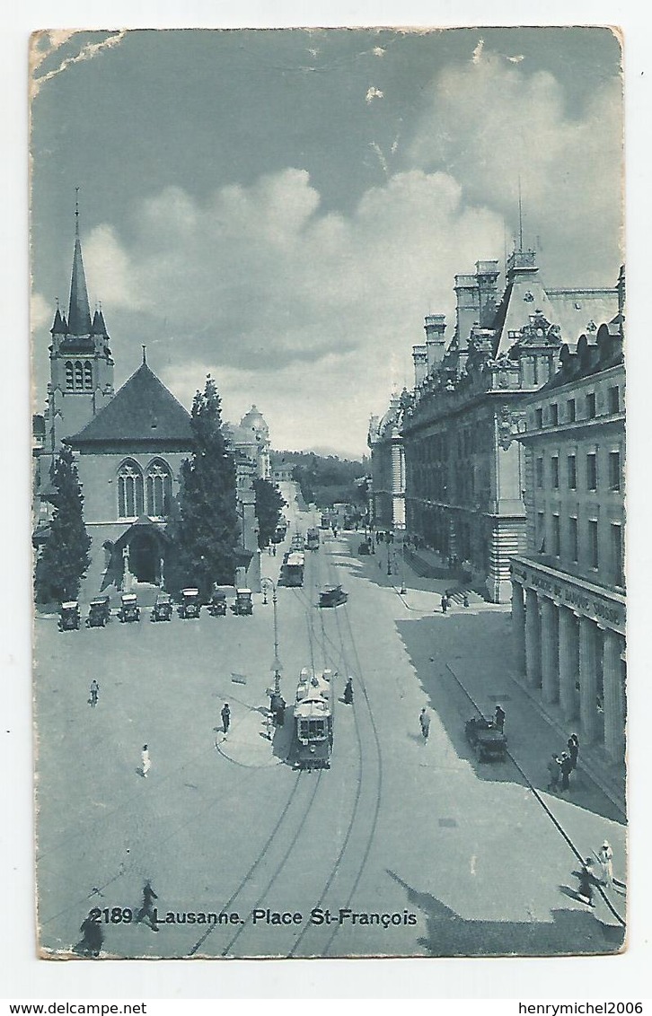 Suisse - Vaud Lausanne Tram Tramway Place St François 1924 - Lausanne