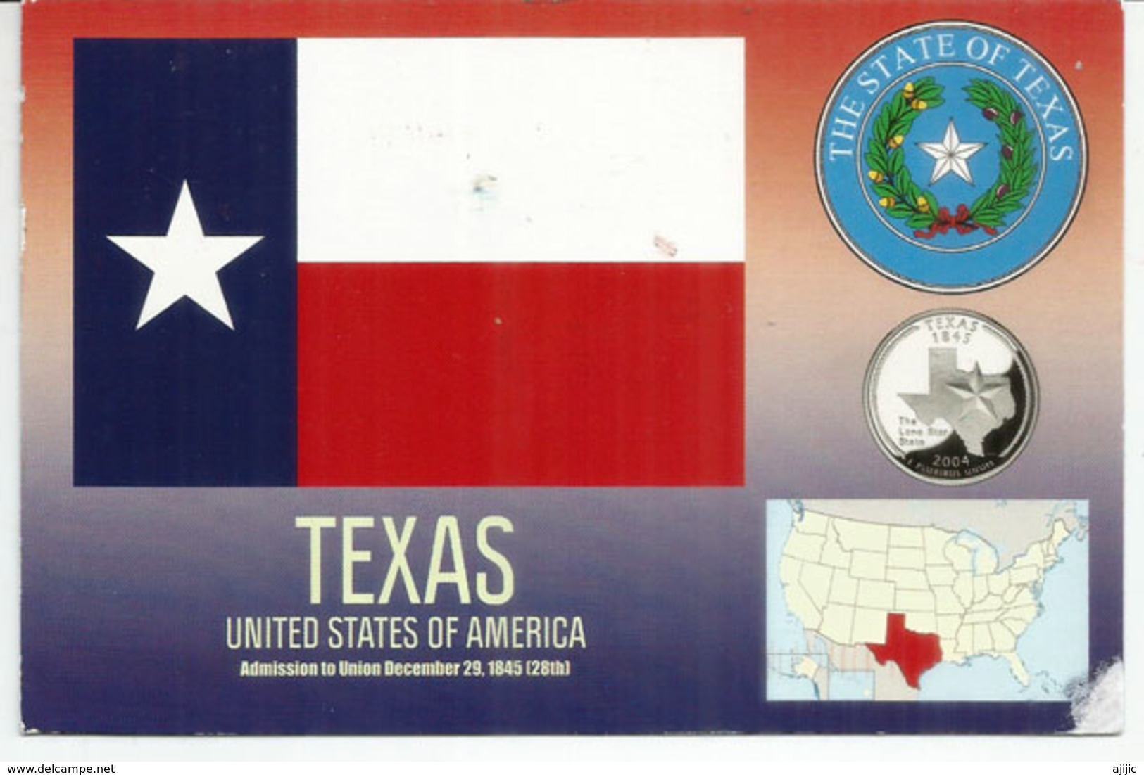 The Lone State Star. Emblème De L'Etat Du Texas, Carte Postale De Houston Adressée Andorra, Avec Timbre à Date Arrivée - Autres & Non Classés
