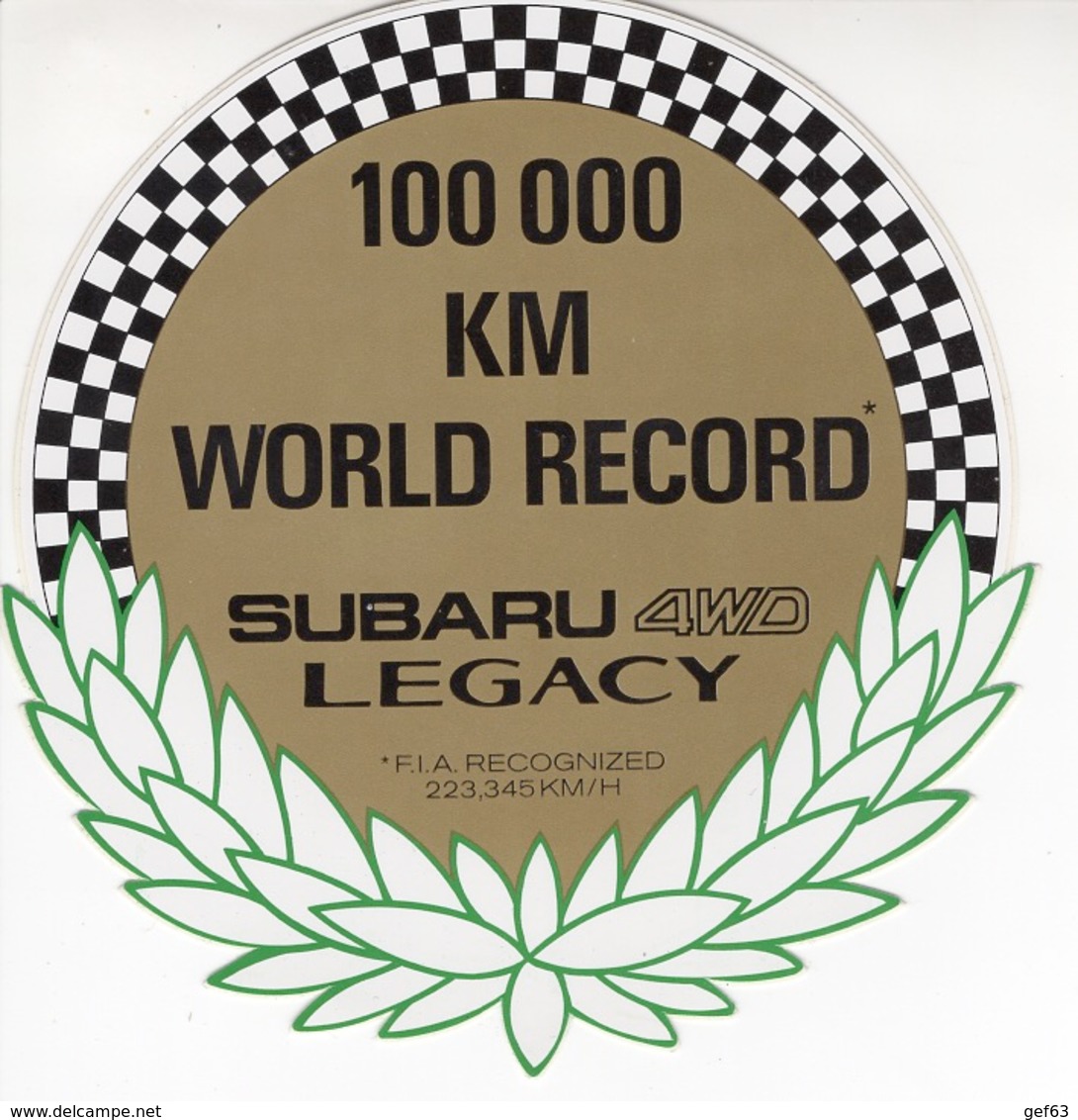 100 00 KM World Record - Subaru 4WD Legacy - Autocollant / Adesivi / Aufkleber / Stickers - Adesivi