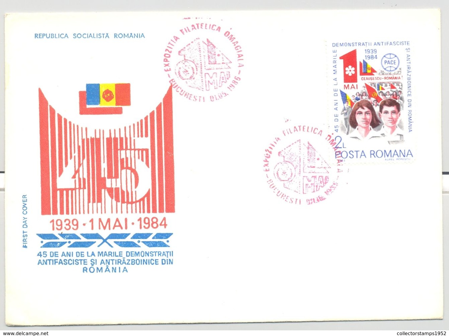 INTERNATIONAL WORKERS' DAY, 1ST OF MAY, COVER FDC, 1986, ROMANIA - FDC
