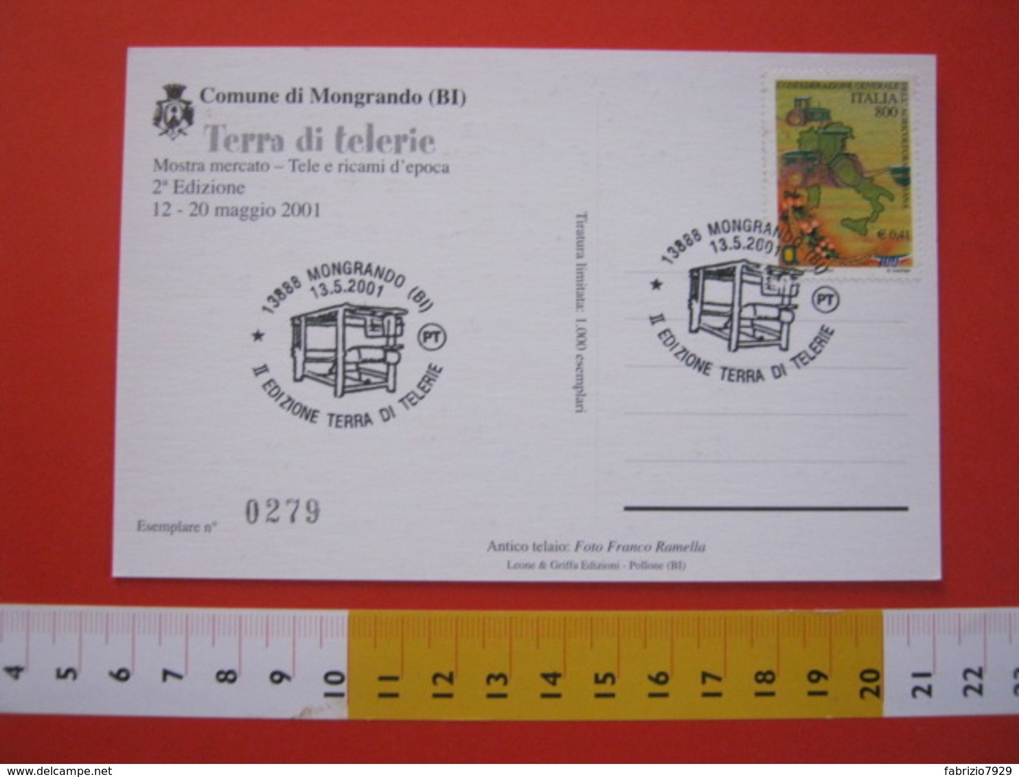 A.03 ITALIA ANNULLO - 2001 MONGRANDO BIELLA TERRA DI TELERIE TELAIO TESSILE TEXTIL LANA WOOL - Tessili