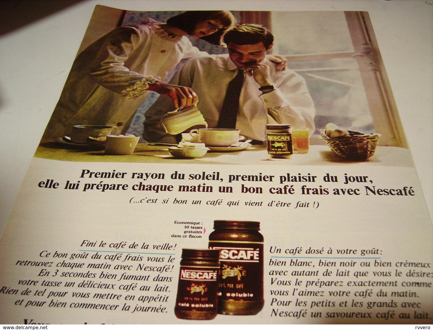 ANCIENNE PUBLICITE PREMIER RAYON DE SOLEIL PREMIER PLAISIR  NESCAFE   1965 - Affiches