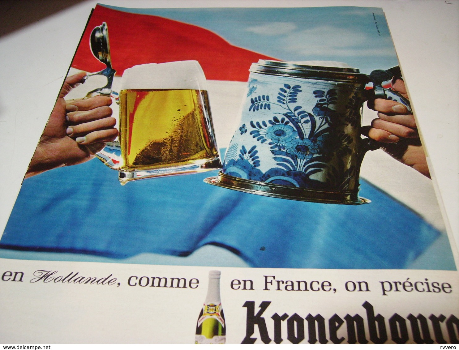 ANCIENNE PUBLICITE HOLLANDE  BIERE KRONENBOURG 1965 - Alcools