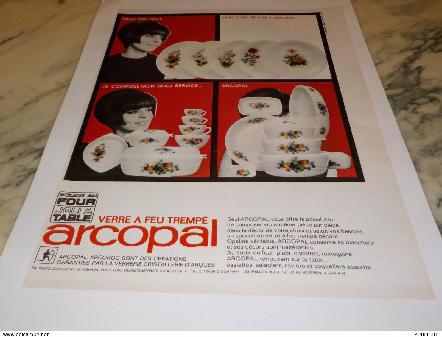 ANCIENNE PUBLICITE SOLIDE AU FOUR JOLI A TABLE ARCOPAL 1965 - Autres & Non Classés