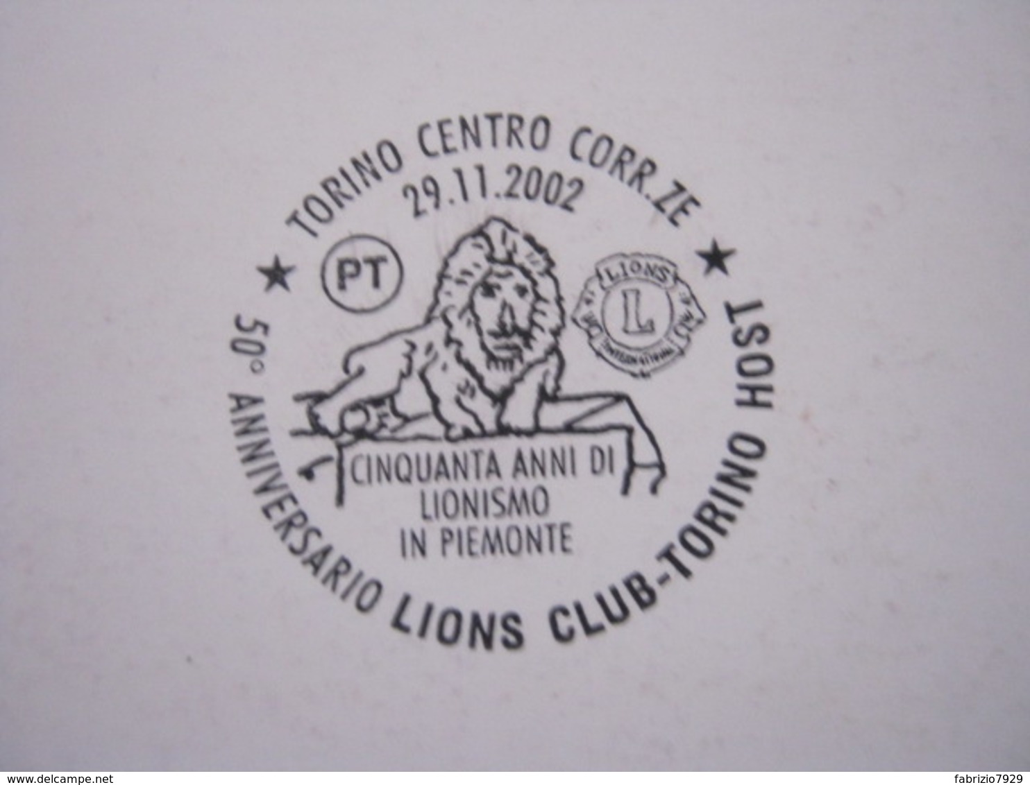 A.03 ITALIA ANNULLO - 2002 TORINO 50° LIONS CLUB TORINO HOST IN PIEMONTE CARD GAGLIARDETTO - Rotary, Lions Club