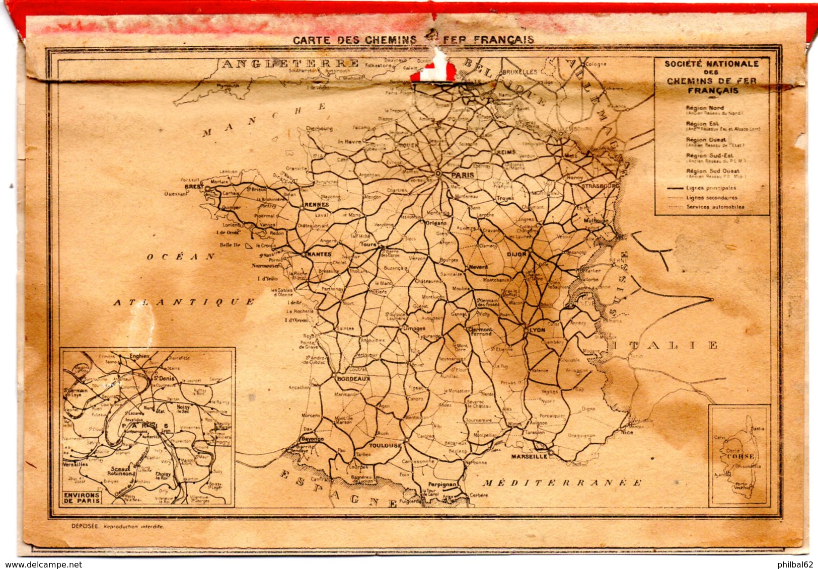 Almanach, Calendrier PTT 1945. Carte De Chemins De Fer, Tarifs Postaux, Levers Et Couchers De Soleil. Illust. J.Mayosson - Petit Format : 1941-60