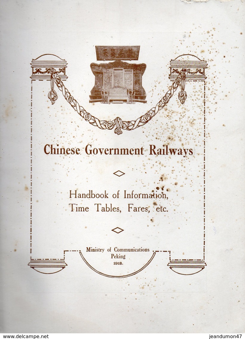 CHINA - CHINESE GOVERNMENT RAILWAYS DE 1918 . 106 PAGES. TARIFS. IMPERIAL GOVERNMENT RAILWAYS OF JAPAN. P 76 & P 77 - Monde