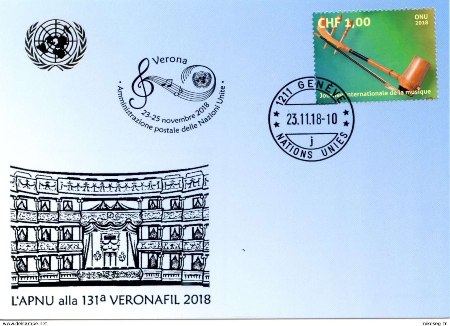 ONU Genève 2018 - Blue Card Veronafil 23-25 Novembre 2018 - Cartes-maximum