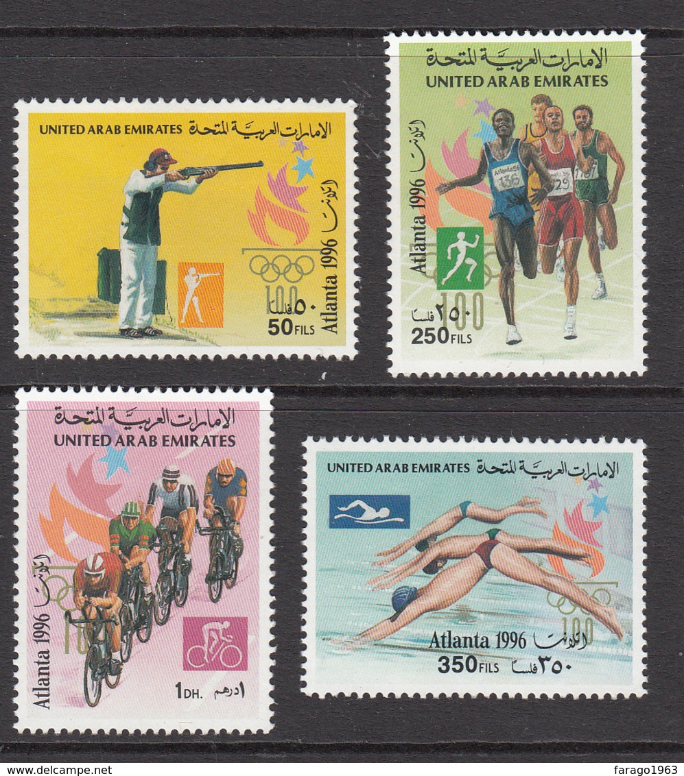 1996 United Arab Emirates Olympics Atlanta Shooting, Cycling, Running, Swimming Set Of 4 MNH - Emirati Arabi Uniti