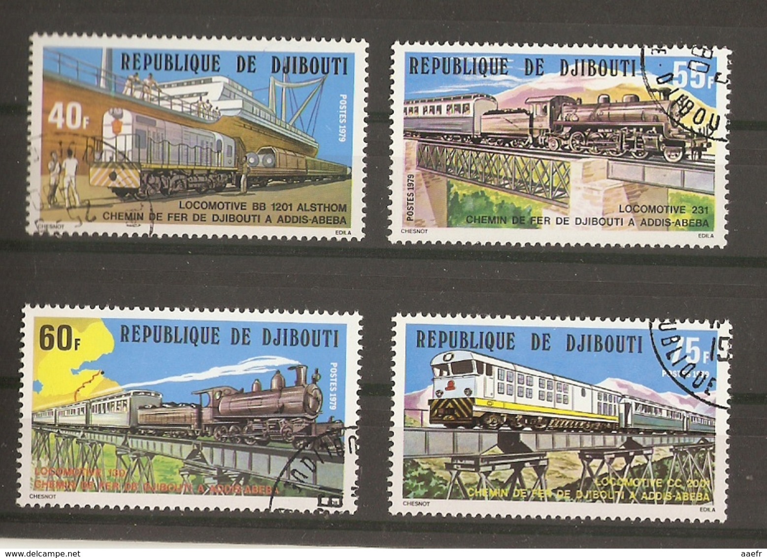 Djibouti 1979 - Locomotives - Série Complète De 4° - 491/4 - Chemin De Fer De Djibouti à Addis-Abeba - Djibouti (1977-...)