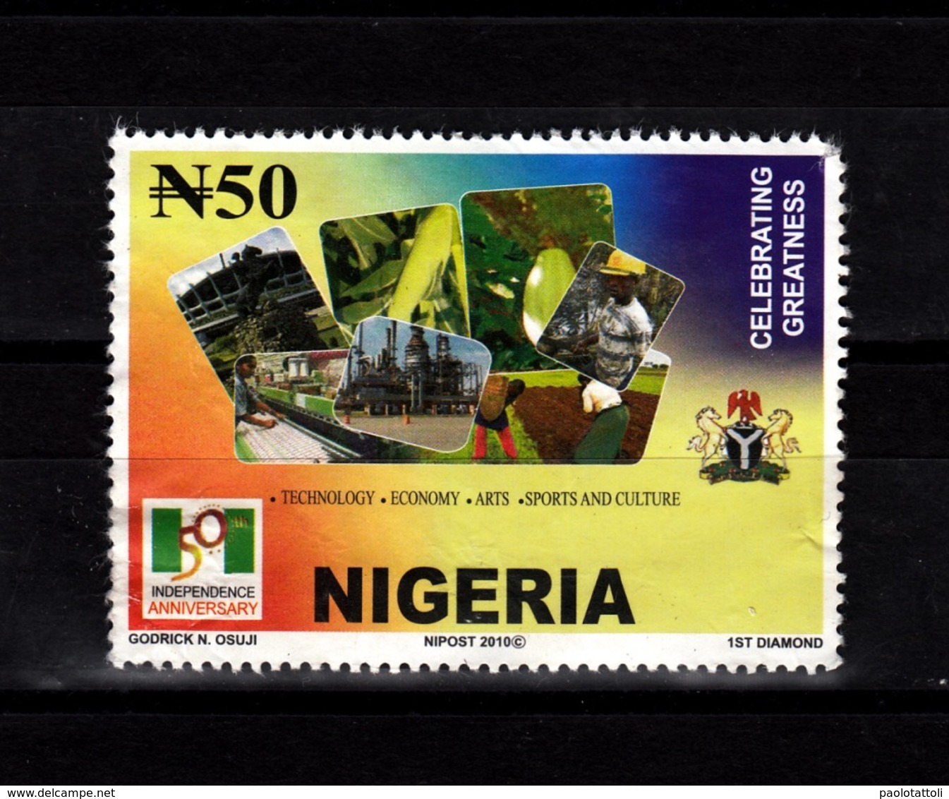 Nigeria,2010- 50th Indipendence Anniversary, Celebrating Greatness. MintNH.Back With Some Crinkles - Nigeria (1961-...)