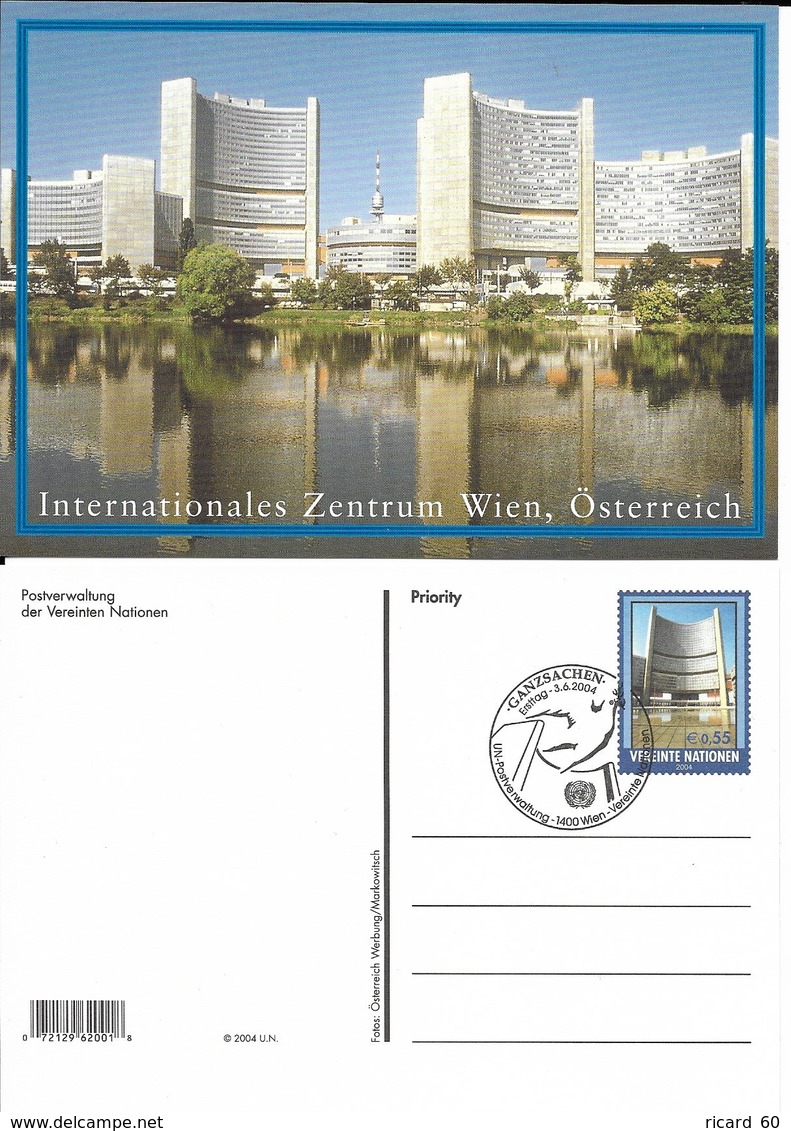 Onu,united Nations, Nations Unies, Bureau De Vienne , Entier Postal 2003 , Carte Fdc, Centre International De Vienne - Storia Postale