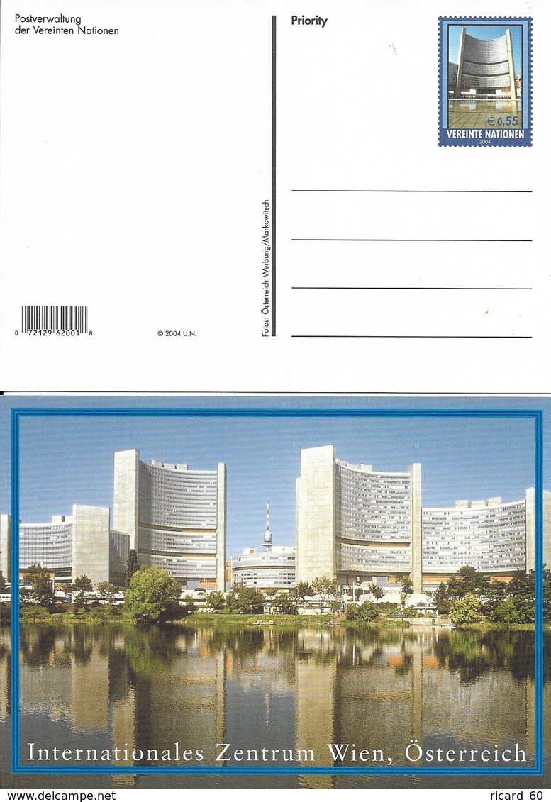 Onu,united Nations, Nations Unies, Bureau De Vienne , Entier Postal 2003 , Carte Neuve, Centre International De Vienne - Briefe U. Dokumente