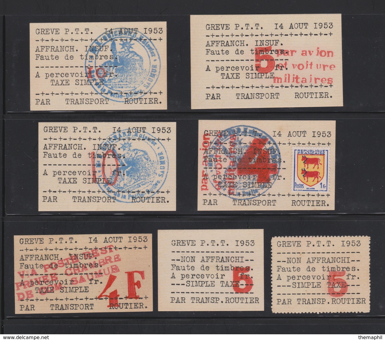 Lot N° 970 FRANCE Timbre De Greve Année 1953 RARE  .. No Paypal - Collections (en Albums)