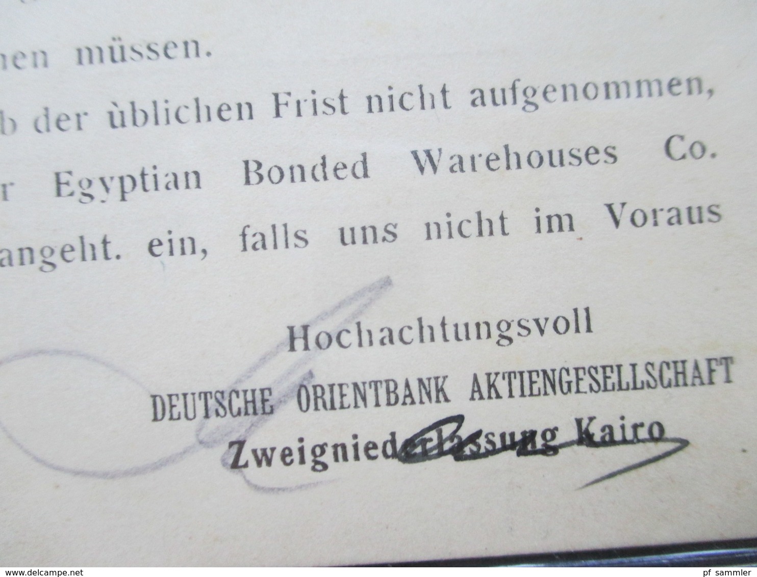 Ägypten 1927 Postkarte Deutsche Orientbank AG Kairo Ex Banque Hassan Said Pacha. Dokumente - Briefe U. Dokumente