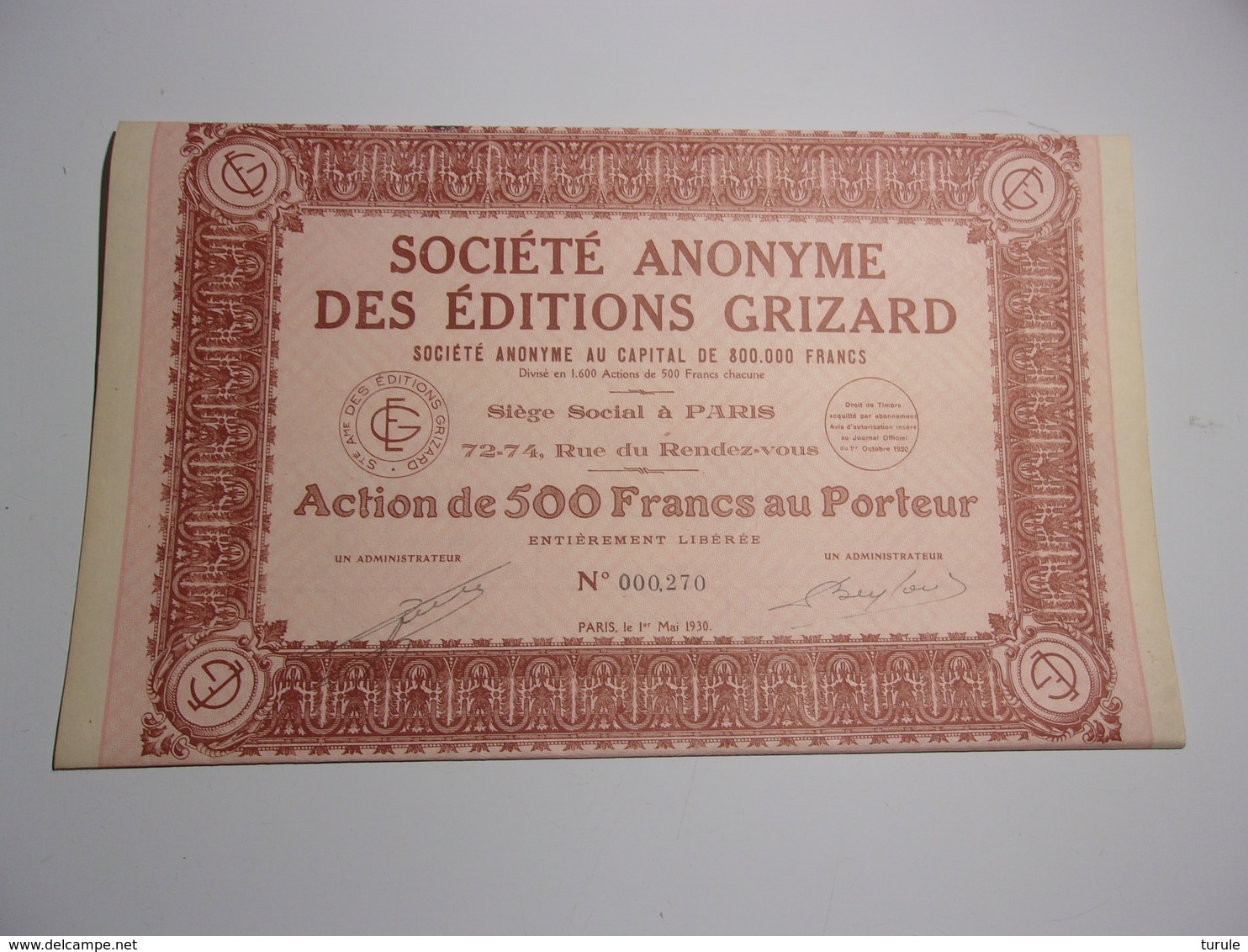 EDITIONS GRIZARD (1930) - Autres & Non Classés