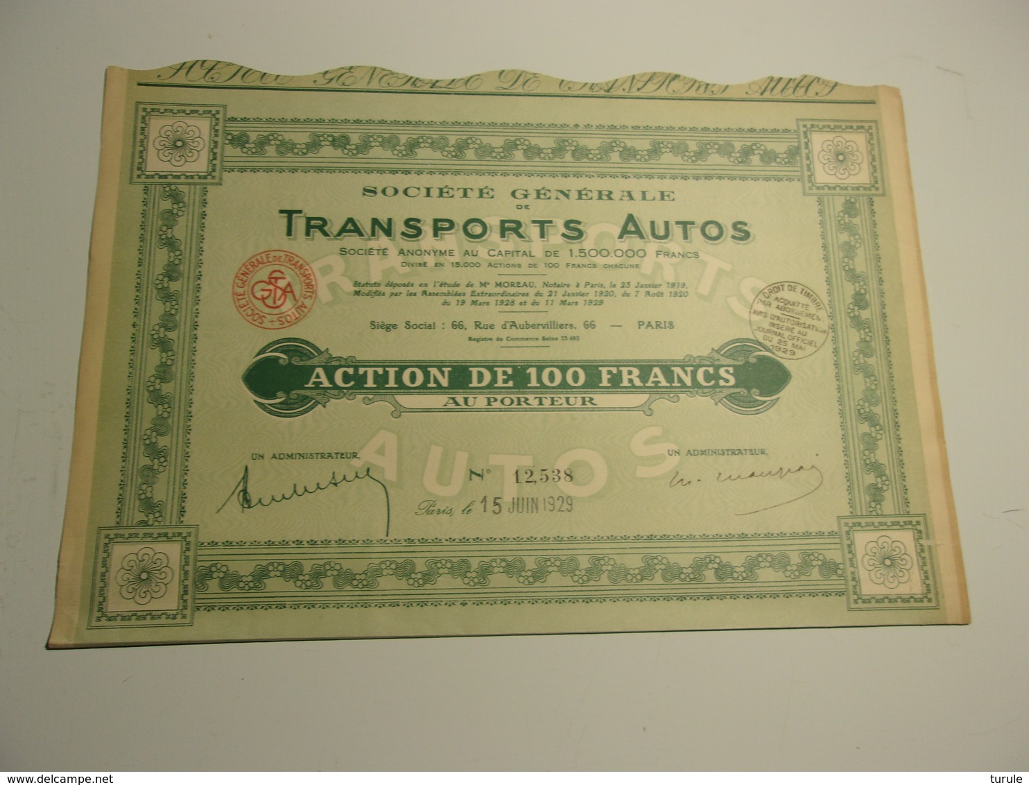 TRANSPORTS AUTOS (1929) - Autres & Non Classés