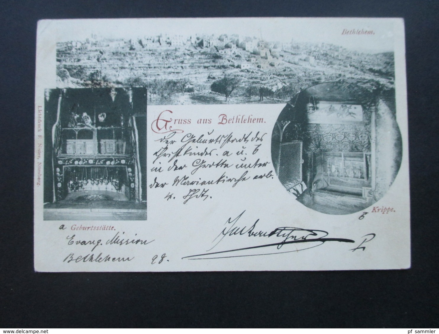 AK Um 1900 Mehrbildkarte Gruss Aus Bethlehem Türkei Nr. 70 Mit Palästina Petschafftstempel Nach Leipzig!! - Covers & Documents