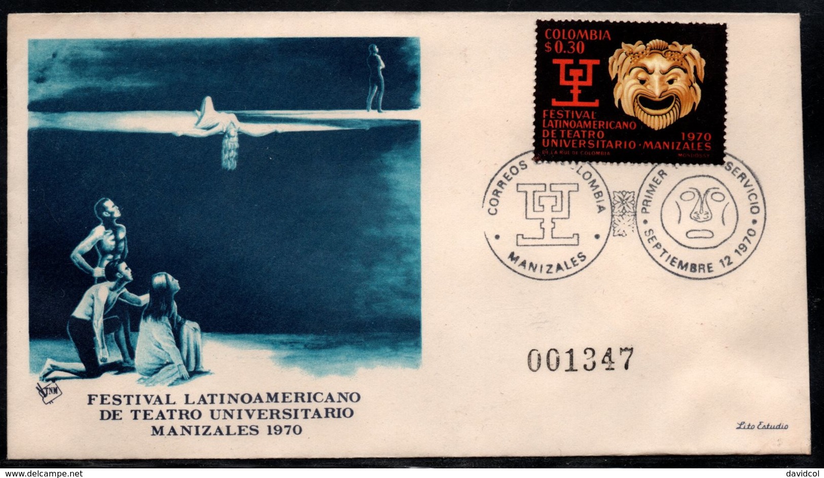 COLOMBIA- KOLUMBIEN - 1970.FDC/SPD. LATIN AMERICAN FESTIVAL OF THEATER, MANIZALES CITY 1970 - Colombie