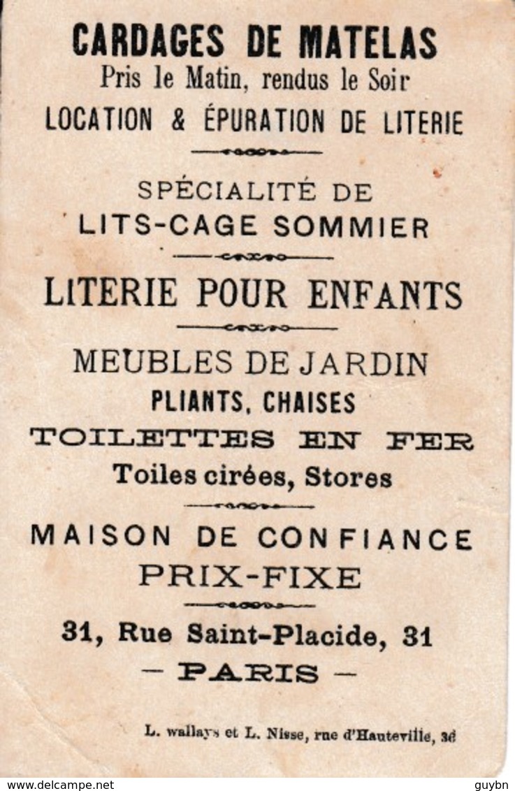 Chromo Magasin Durand Lierie Paris ..lit Cage Sommier Toilettes En Fer Jardin .. Militaire Boisson Cassis - Sonstige & Ohne Zuordnung