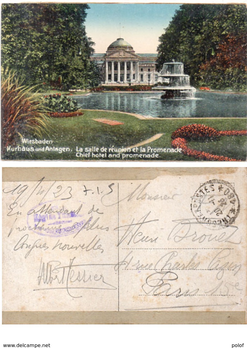 WIESBADEN - Kurhaus Und Anlagen - La Salle De Réunion Et La Promenade - Cachet "Trésor Et Postes 180"  (110548) - Autres & Non Classés