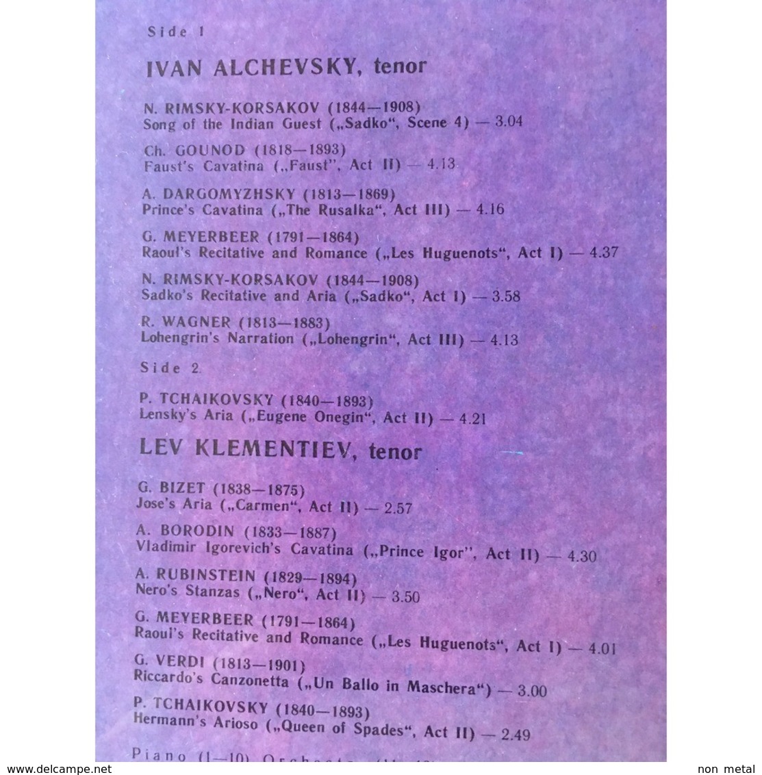 Ivan Alchevsky, Tenor & Lev Klementiev, Tenor: Rimsky-Korsakov; Gounod; Dargomyzhsky; Meyerbeer; Wagner; Bizet; Borodin; - Classical