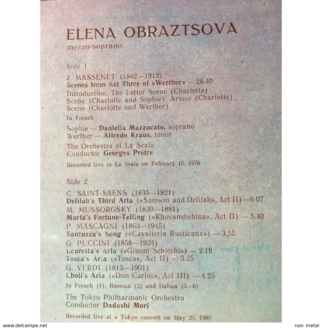 Elena Obraztsova, Mezzo-Soprano: Massenet; Saint-Saens; Mussorgsky; Mascagni; Puccini; Verdi - Classique