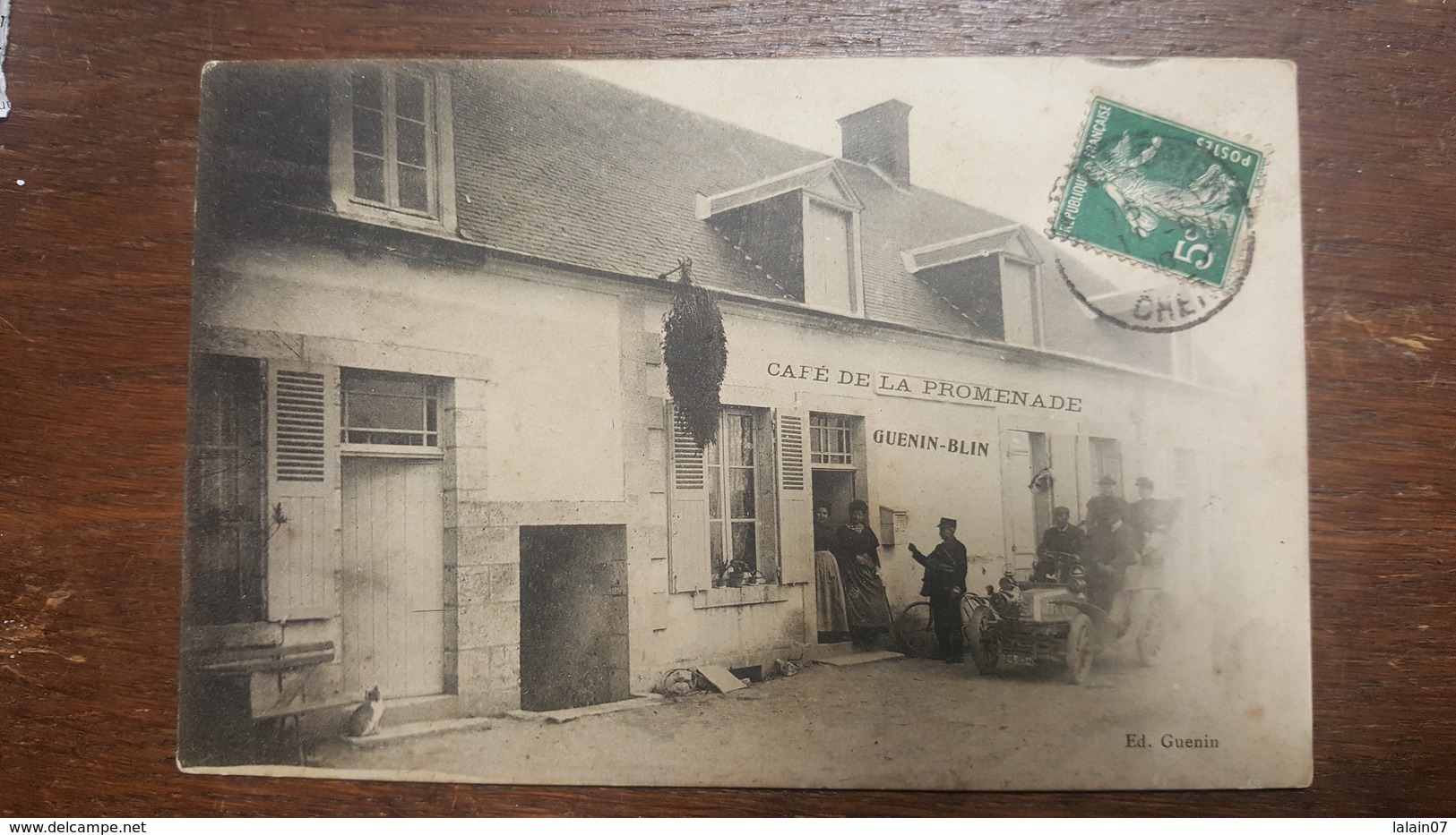 C.P.A. : 18 SAINT-FLORENT SUR CHER : Café De La Promenade GUENIN BLIN, Animé, Timbre En 1908 - Saint-Florent-sur-Cher