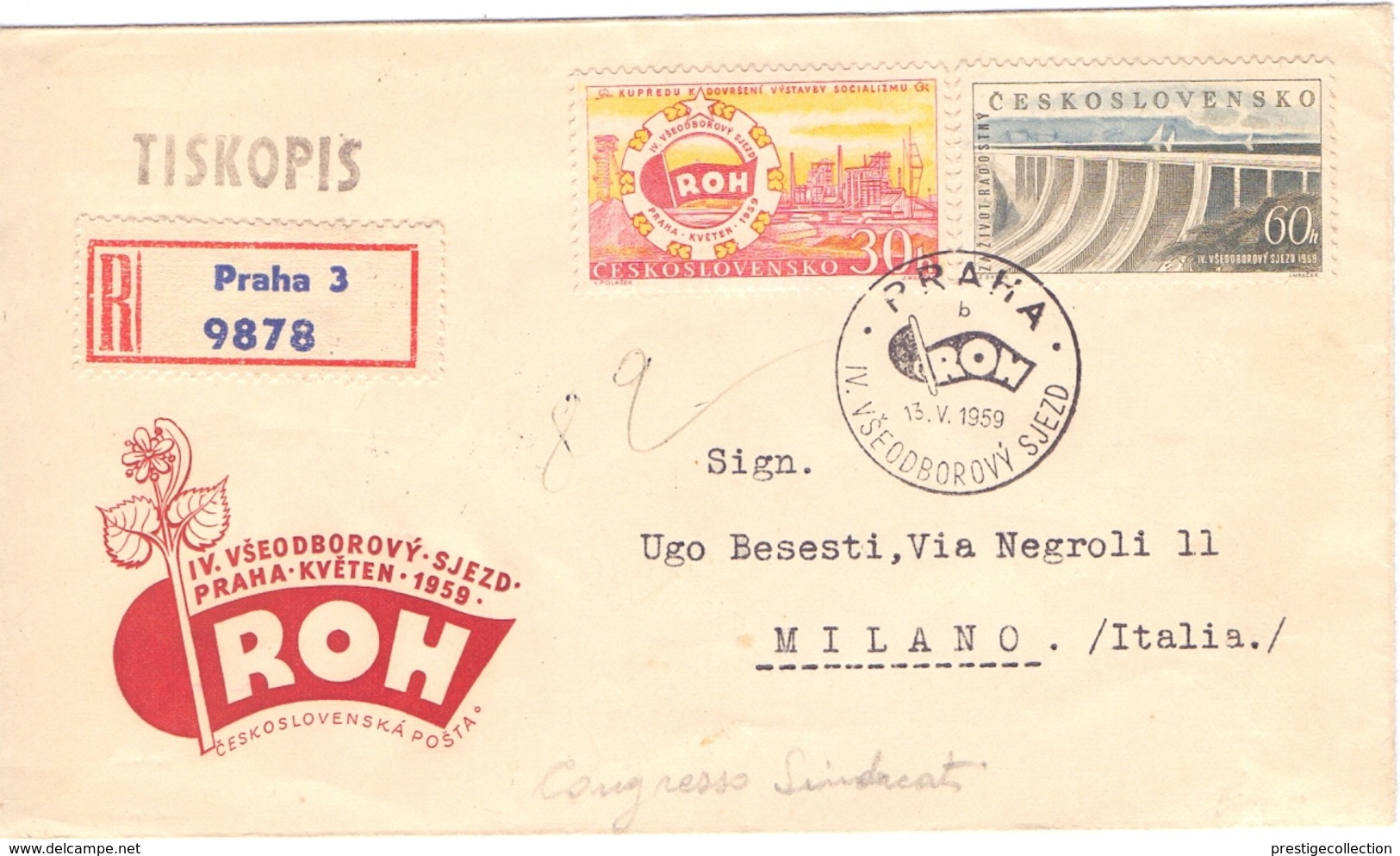 PRAHA ROH REGISTRED MAIL 1959    (DICE1800026) - Altri & Non Classificati