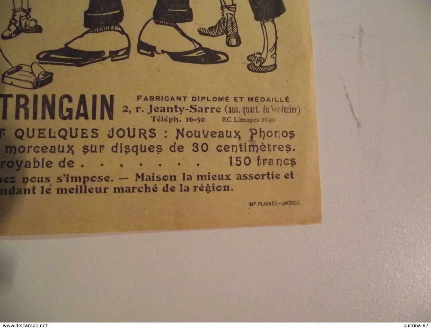 LIMOGES, Publicité, H BOUTRINGAIN, Fabricant De, Phono, Vers 1900 - Programme