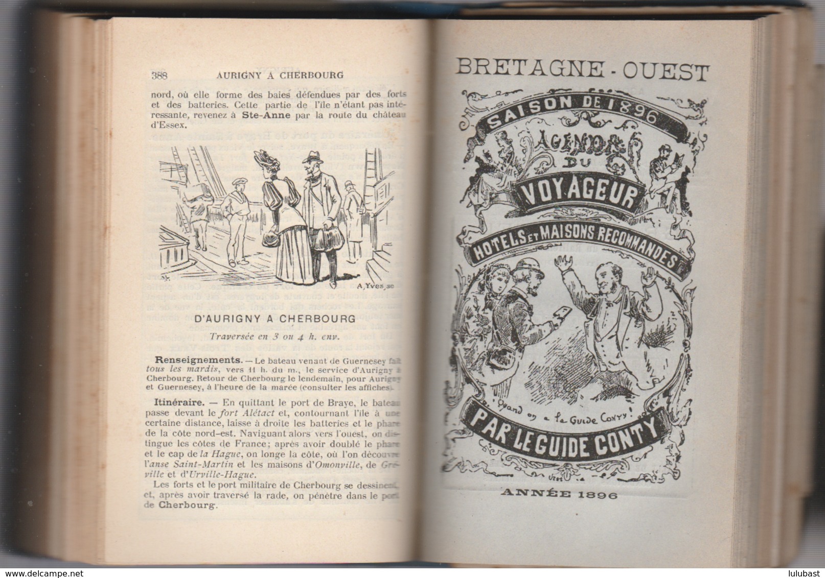 Guide CONTY - Bretagne-Ouest et Iles anglaises. 388p. + 70p. de pubs bretonnes + 72p. de pubs diverses + plans ...etc.