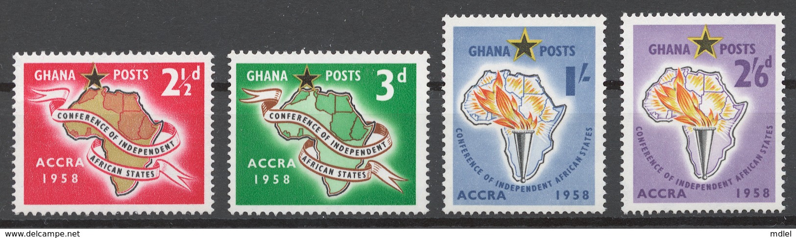 Ghana 1958 Mi# 24-27** CONFERENCE OF INDEPENDENT AFRICAN STATES - Ghana (1957-...)