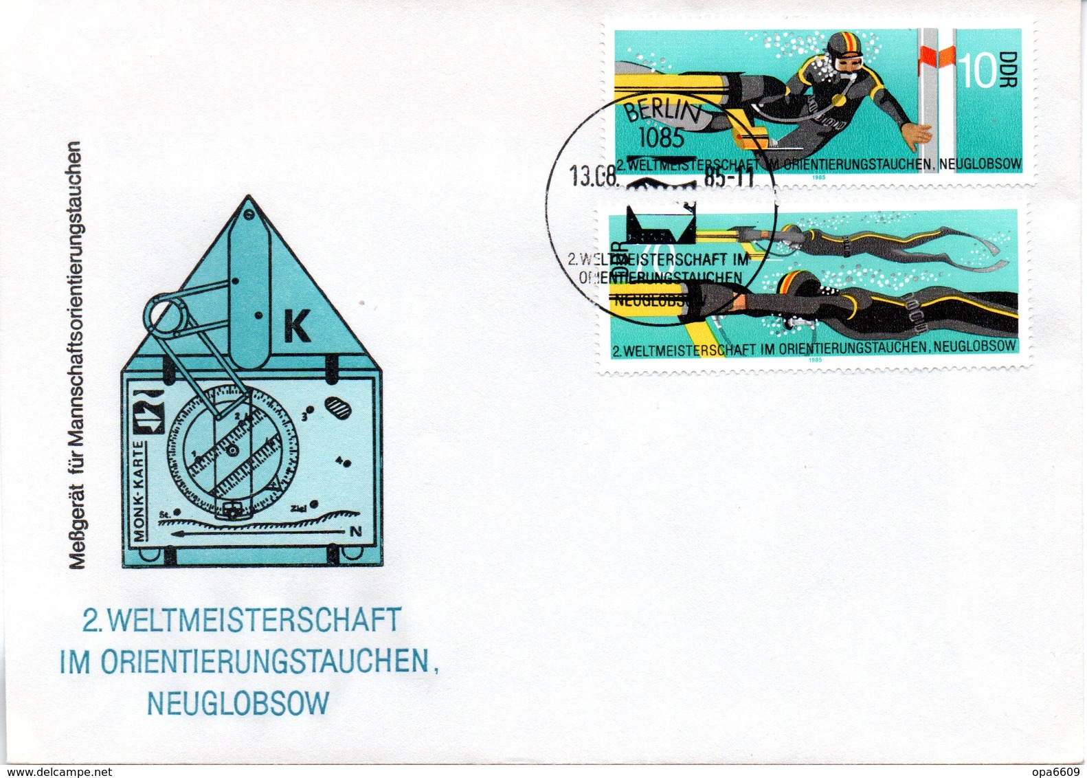 DDR Schmuck-FDC Mi 2961/62 "2. Weltmeisterschaft Im Orientierungstauchen", ESSt BERLIN, 13.8.1985 - Sonstige & Ohne Zuordnung