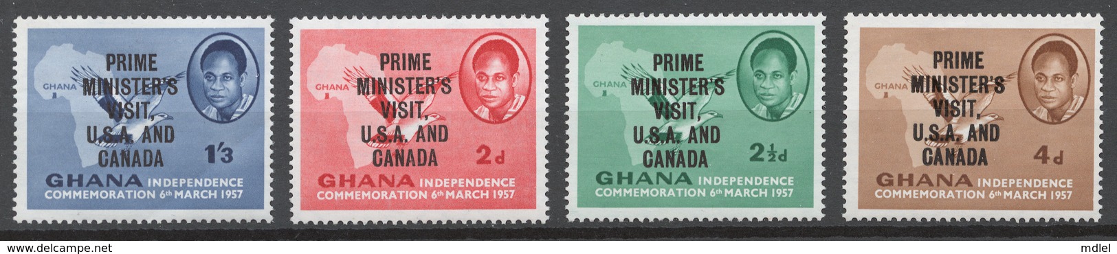 Ghana 1958 Mi# 32-35** PRIME MINISTER KWAME NKRUMAH'S VISIT TO THE US AND CANADA - Ghana (1957-...)