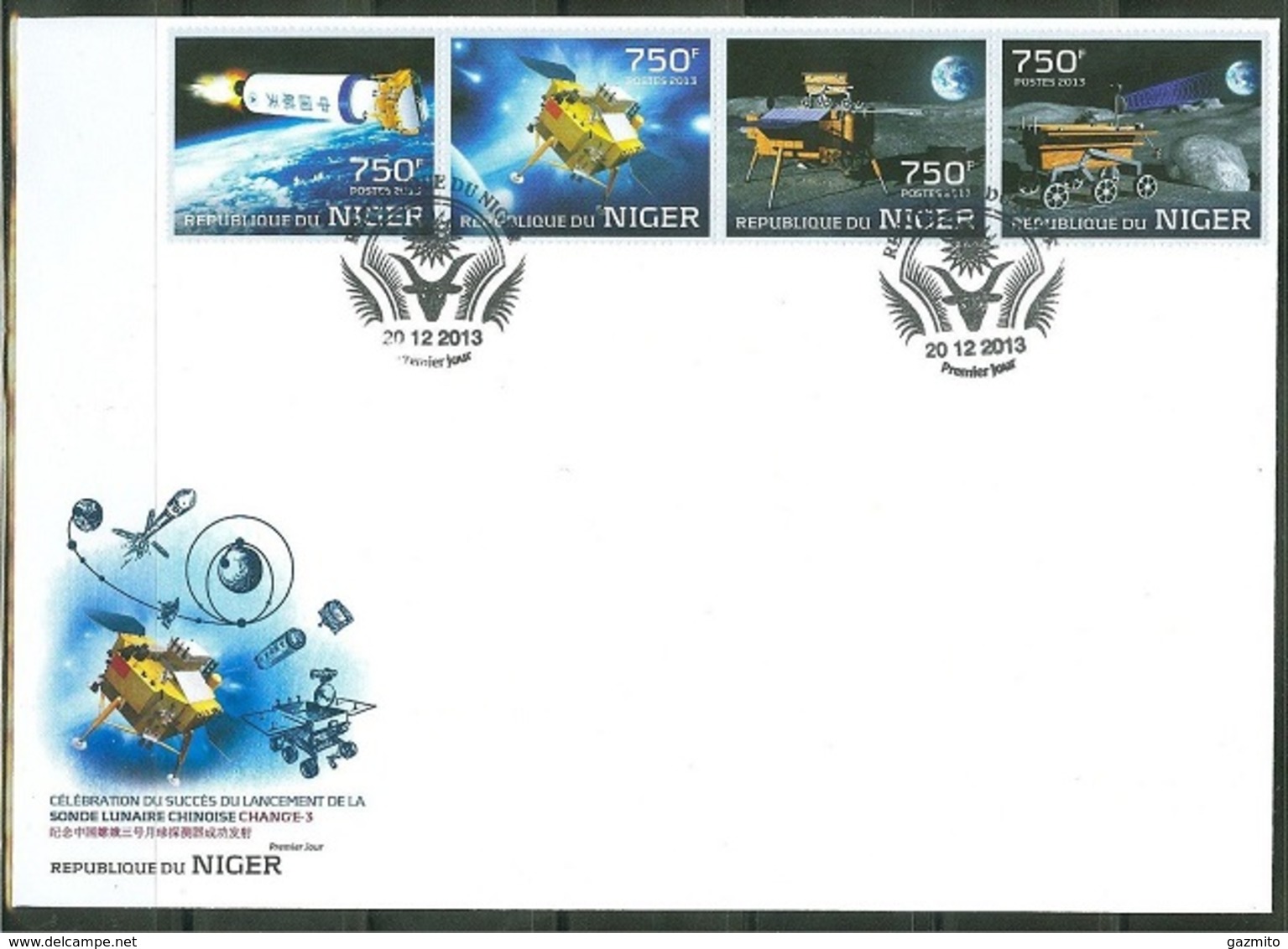 Niger 2013, Space, Lunar Probe, Charg'e 3, 4val In FDC - Africa