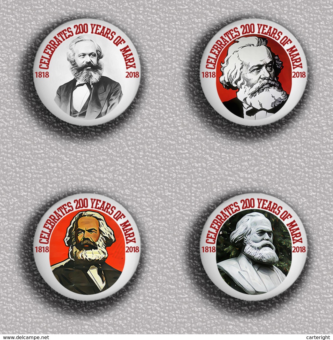 35 X Karl Marx 200 Years BADGE BUTTON PIN SET 1 (1inch/25mm Diameter) - Berühmte Personen