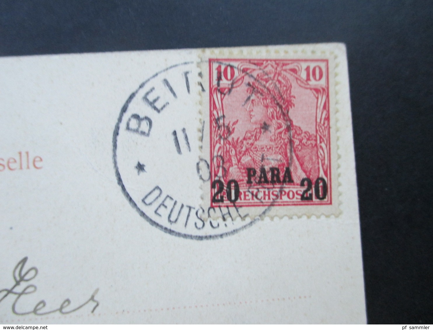 AK 1903 Kolonie DP Türkei Souvenir De Beyrouth Stempel K1 Beirut Deutsche Post In Die Schweiz Gesendet. Glarus Suisse - Deutsche Post In Der Türkei