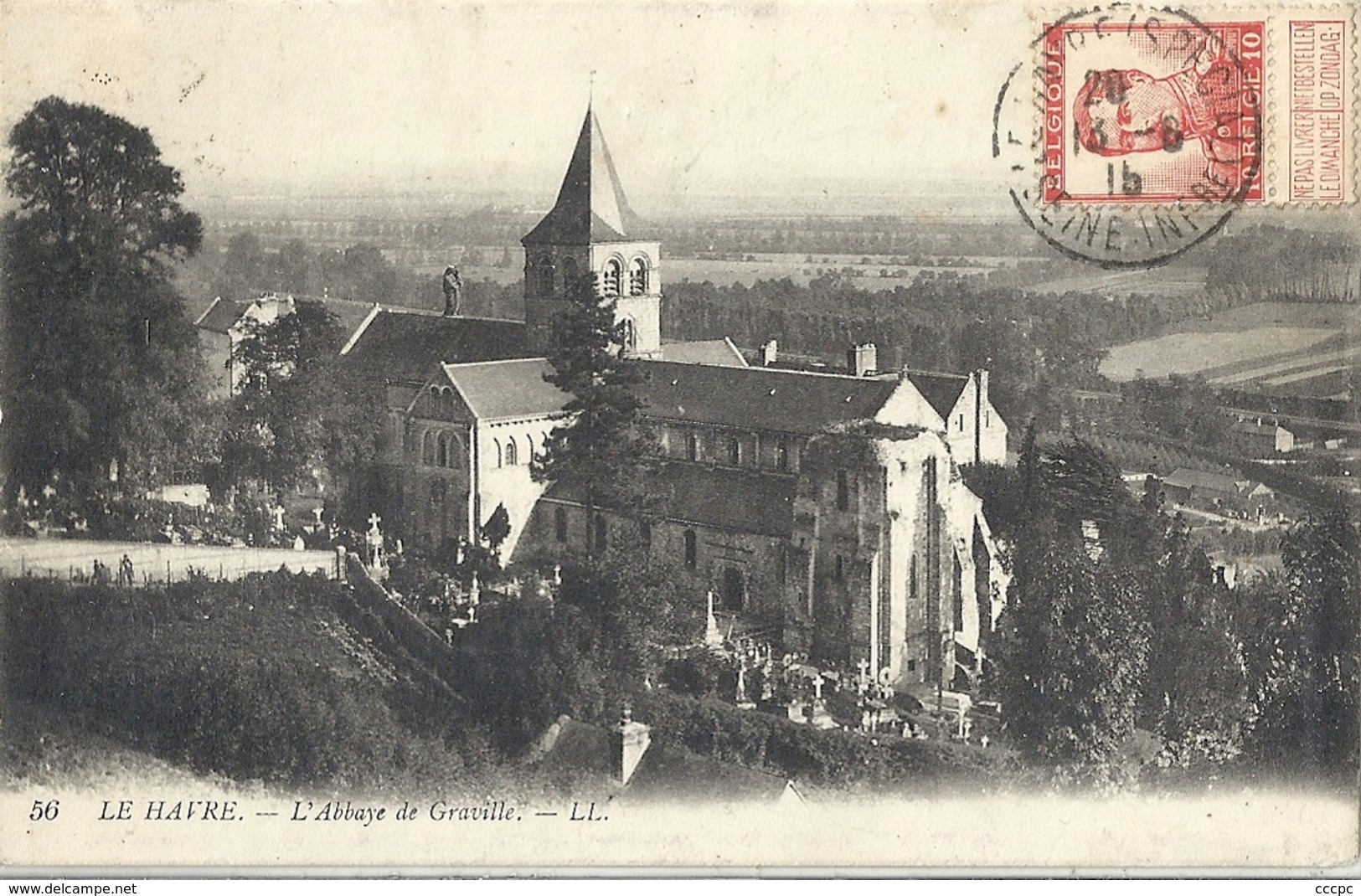 Belgique Timbre Belge Sur Carte De France Le Havre - L'Abbaye De Graville - Autres & Non Classés