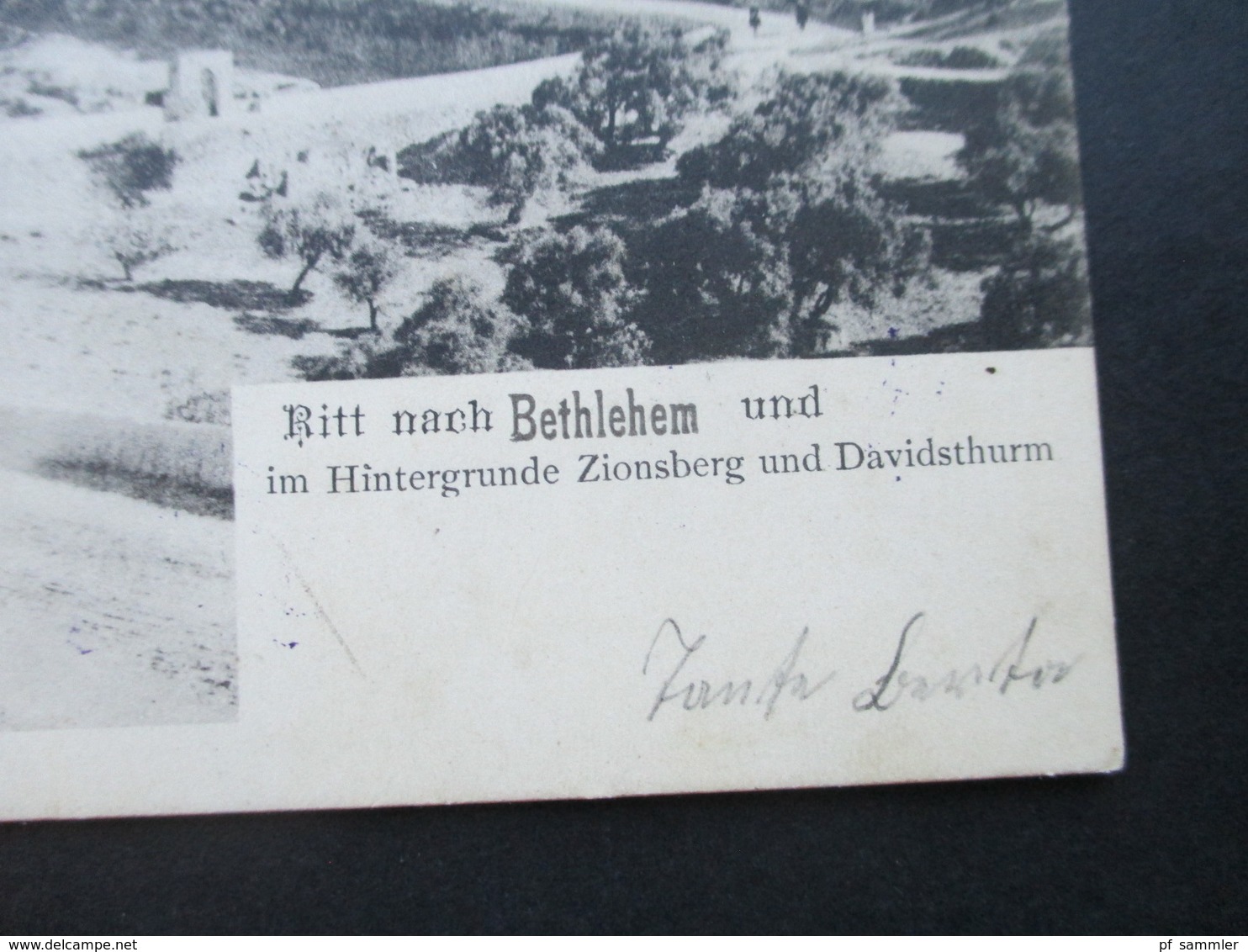 AK 1903 Russland Levante Ritt Nach Bethlehem Marke Mit Rotem Aufdruck! Violette Stempel. Ak Stempel Schweiz Widna - Turkish Empire